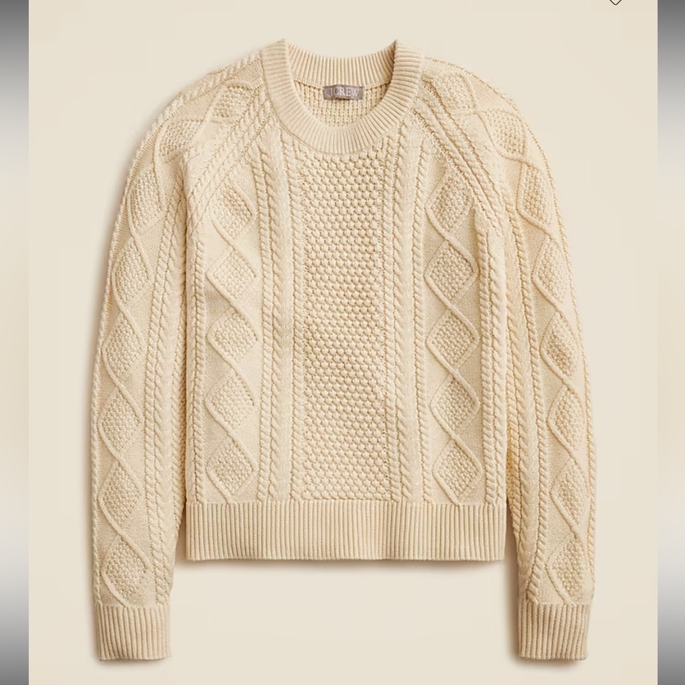 J. Crew 100% cotton cable-knit crewneck sweater